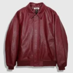 Taxi Burgundy Bomber Leather Jacket