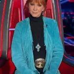 The Voice S28 Reba McEntire Blue Fringe Coat