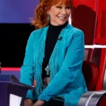 The Voice S28 Reba McEntire Blue Fringe Coat front