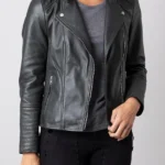 Toni Slim Fit Black Leather Biker Jacket