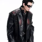 Two-Tone Blak Leather Jacket