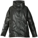 Unisex Leather Puffer Short Coat