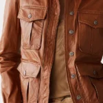Vintage Classic Caramel Utility Leather Jacket