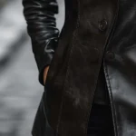 Vintage Lapel Button Faux Leather Jacket