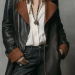 Vintage Two-Tone Long Leather Coat