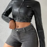 Wilda Womens Black leather jacket