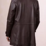 Womens Bilsco Longline Brown Leather Jacket back