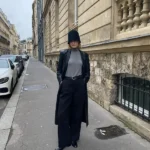 Womens Black Long Leather Coat