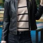 Womens Black Tebay Leather Jacket front