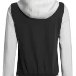 Women's Black and White Hooded Varsity Jacket - Letterman Style