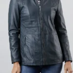 Womens Coniston Leather Blue Jacket
