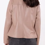 Womens Crosby Collarless Back Leather Jacket