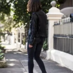 Womens Genuine Leather Motor Biker Jacket Back