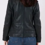 Womens Green Beetham Leather Jacket Back
