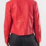 Womens Kendal Collared Coral Leather Jacket back