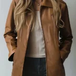 Women's Lapel Zipper Faux Leather Jacket