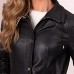 Womens Leithwaite Black Leather Field Jacket