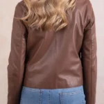 Womens Lindal Button Down Leather Jacket back