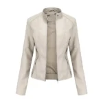 Womens Off White Leather Jacket