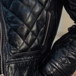 Women's Retro Contrasting Colors Quilted Leather Jacket