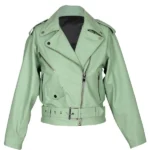 Womens Stella Belted Biker Leather Jacket