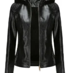 Women's Thick Hooded Warm Black Jacket
