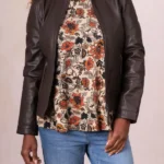 Womens Threlkeld Brown Leather Jacket