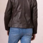 Womens Threlkeld Brown Leather Jacket Back