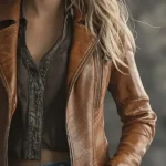 Women's Vintage Contrast Zipper Faux Jacket