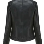 Women's Vintage Strappy Black Leather Jacket Back