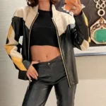Zendaya Multicolor Biker Leather Jacket front