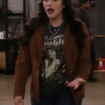 front Shifting Gears 2025 Kat Dennings Suede Leather Jacket