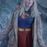 front Superman Supergirl Tan Parka Hooded Coat