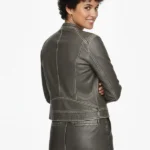 Alora Leather Combo Moto Racer Jacket Back