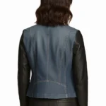 Alora Leather Combo Racer Jacket Back