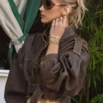 Bella Hadid LA Cropped Brown Jacket