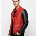 Cafe Racer Red and Black Leather Jacket