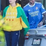 Hailey Bieber Green And Yellow Marty Supreme Hooded Jacket