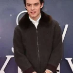 Louis Partridge Jay Kelly Fur Brown Jacket