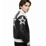 Marty Supreme Black And White Leather Bomber Jacket