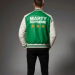 Marty Supreme White and Green Leather Jacket