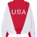 Marty Supreme Zip Up Red And White Track Jacket Back