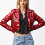 Maybelline Elle Quist Stylish Red Leather Jacket