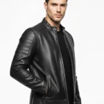 Men Black Cafe Racer Jacket