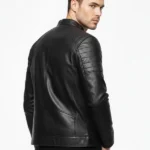 Men Black Cafe Racer Jacket Back