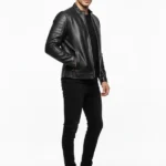 Men Black Cafe Racer Leather Jacket