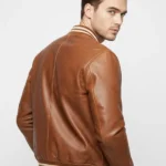 Mens Brown latterman Bomber Jacket Back