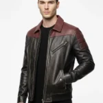 Mens Distressed Black Leather Jacket