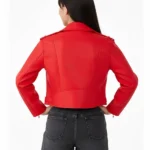 NastyGal Essentials Cropped Faux LeNastyGal Essentials Cropped Faux Leather Boxy Biker Red Backather Boxy Biker Red Back