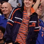 New York Knicks Game Timothee Chalamet Blue Track Jacket